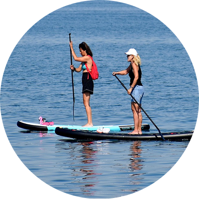 Paddleboarding on a calm lake